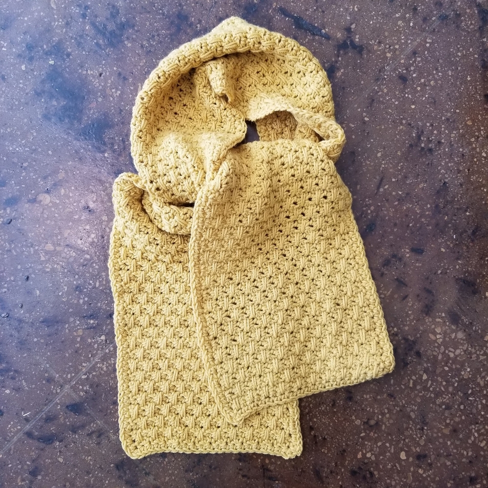 Basketweave Solid Mustard Scarf Handmade